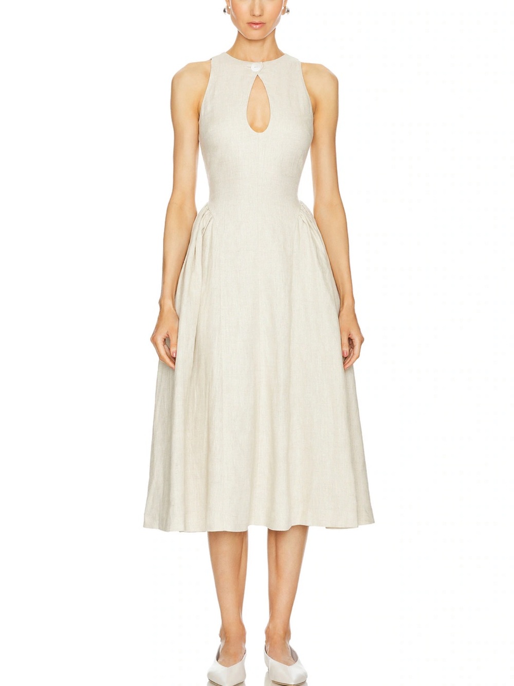LPA Sleeveless Keyhole Midi Dress - Cream